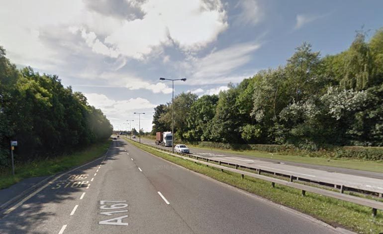 Two-car collision on A167 at Aycliffe