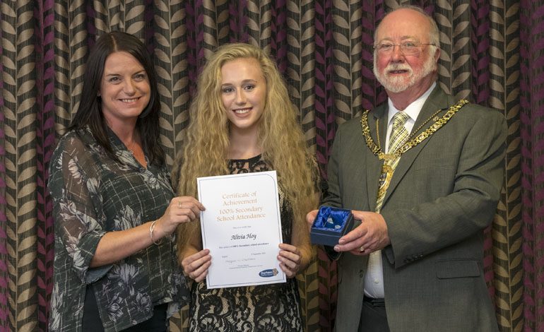 Aycliffe student Alivia handed award for 100% attendance