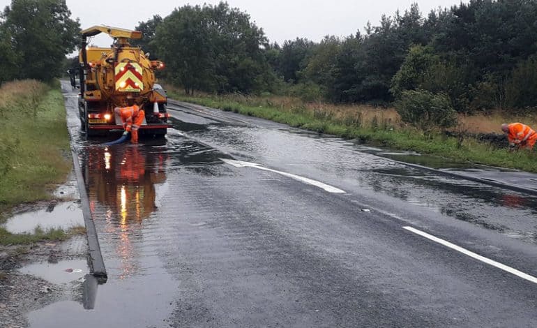 Council crews work through torrential rain to keep County Durham safe and moving