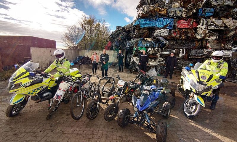 Off-road bikes crushed in crackdown on antisocial riders