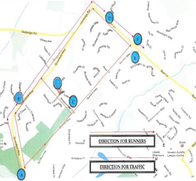 Aycliffe Road Race map