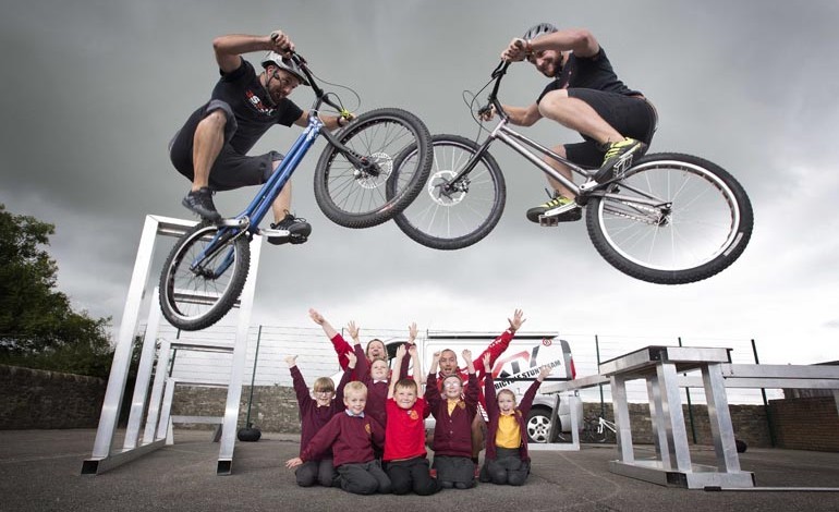 Aycliffe school St Francis treated to MEGA stunt show