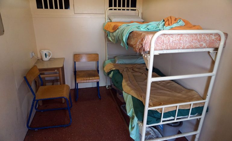 Students see mobile prison cell during lesson in law