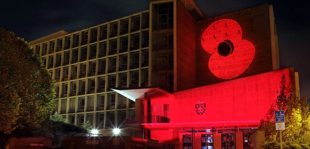 Six landmarks to be lit up to mark Remembrance Day