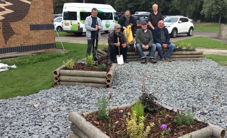 Men’s Cree group completes creative garden at Greenfield