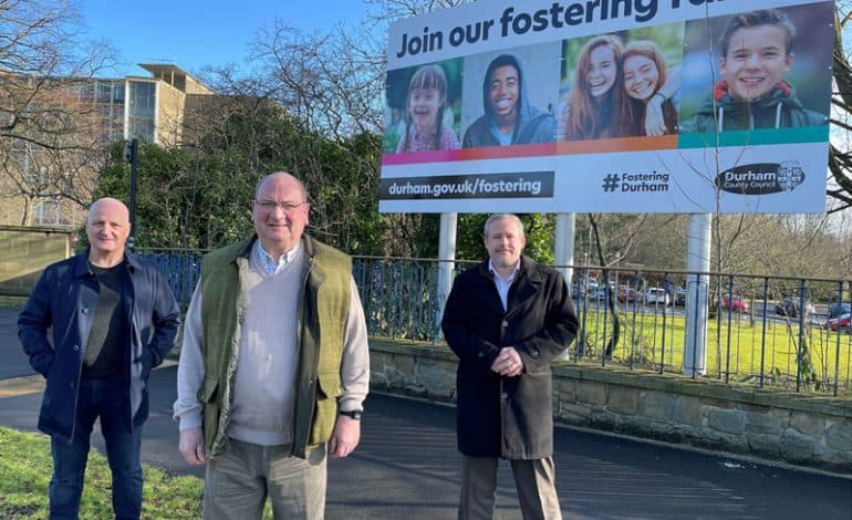 County Hall billboard transformed to promote fostering in County Durham