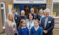 Newton Aycliffe school children celebrating new facilities